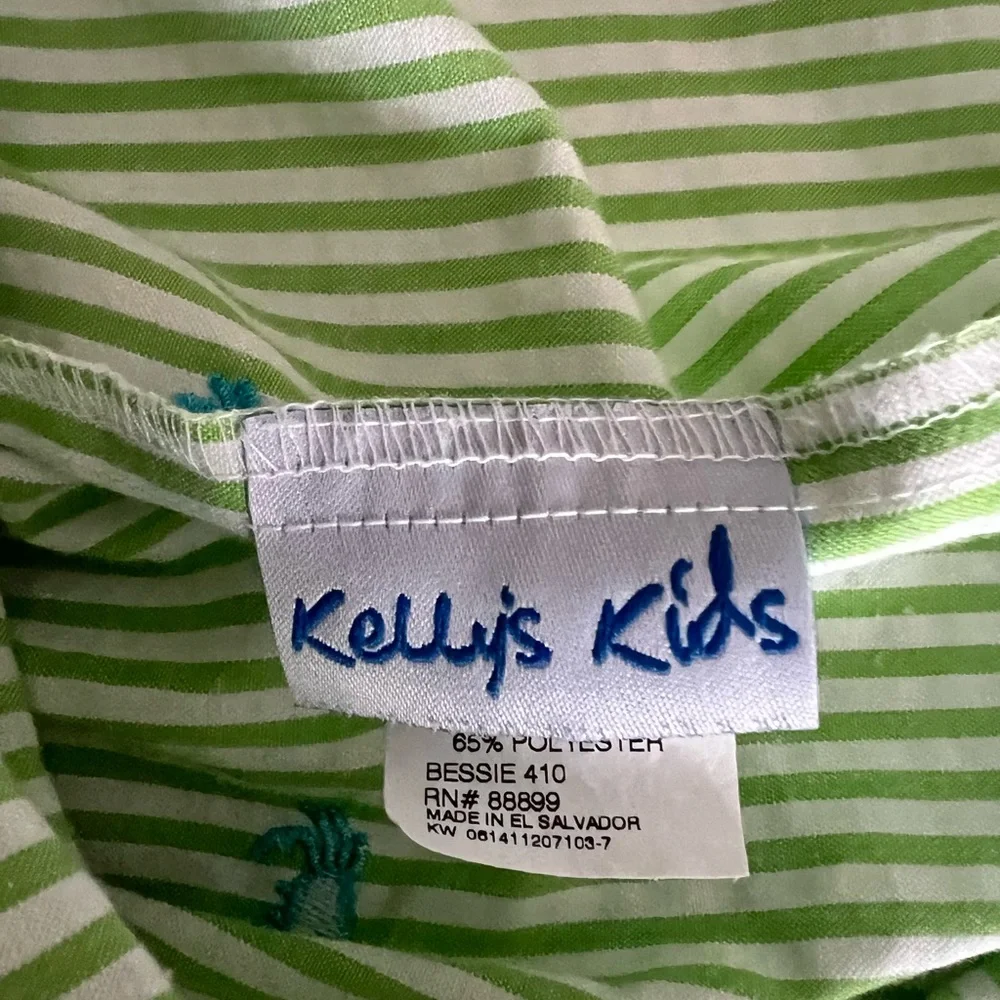 Little girls green and white sleeveless dress - Picture 6 of 8